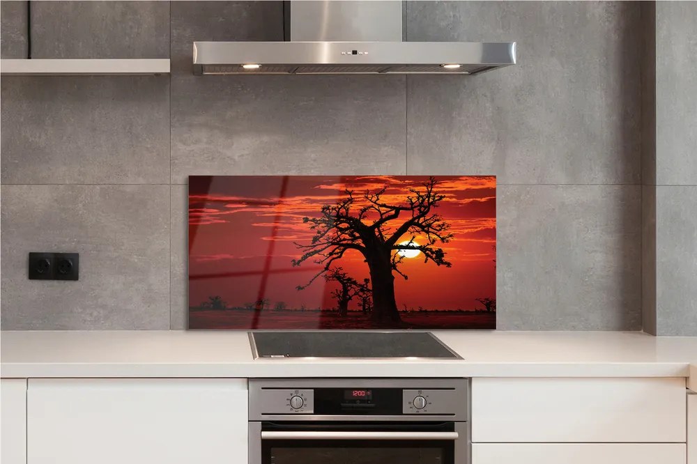 Szklany Panel Drzewa pod Zachmurzonym Niebem