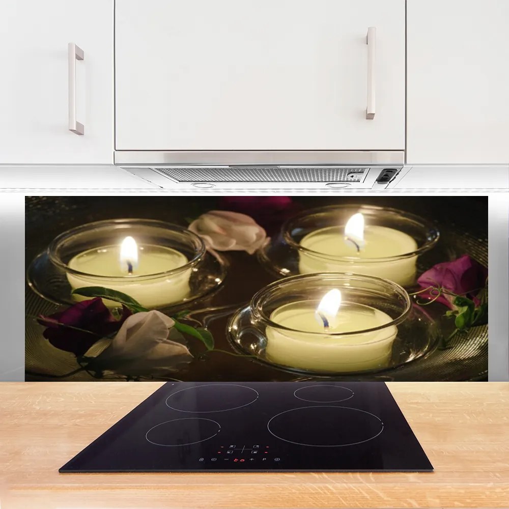 Szkło do Kuchni na Ścianę Blask Świec W Ciemności