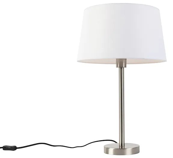 Nowoczesna lampa stołowa stalowa z białym kloszem 32 cm - Simplo Nowoczesny Oswietlenie wewnetrzne