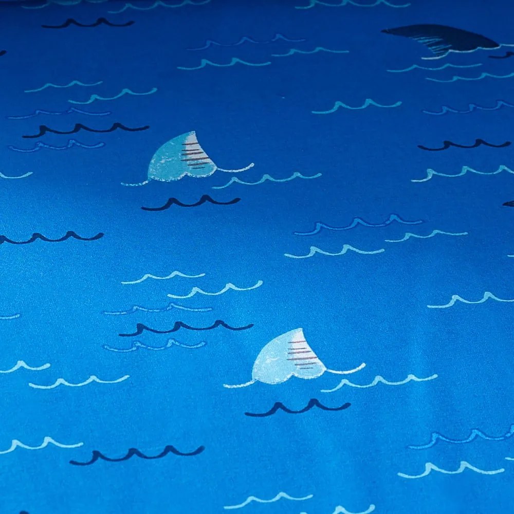 Niebieskie prześcieradło dziecięce do łóżeczka z gumką 70x140 cm Jawsome Shark – Catherine Lansfield