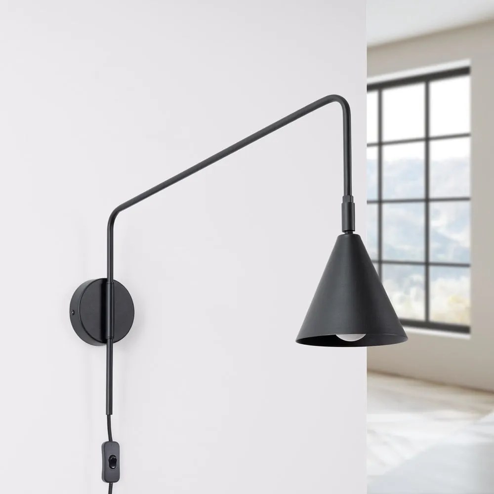 Czarny kinkiet do kontaktu Zylo – Nice Lamps