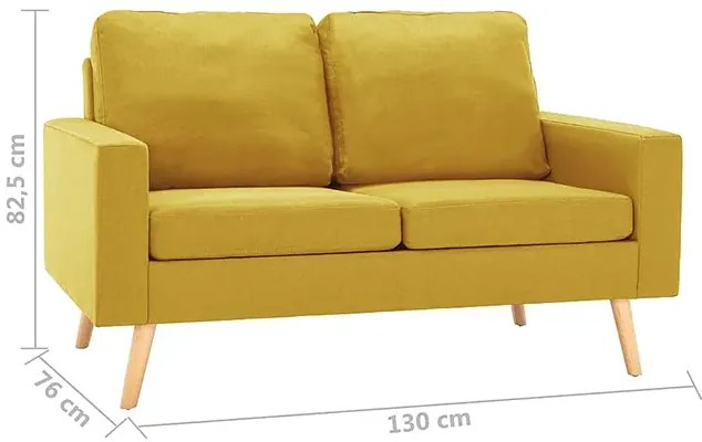 Dwuosobowa żółta sofa - Muria 2Q