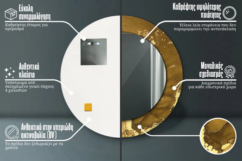 Metaliczne wiry Lustro dekoracyjne okrągłe