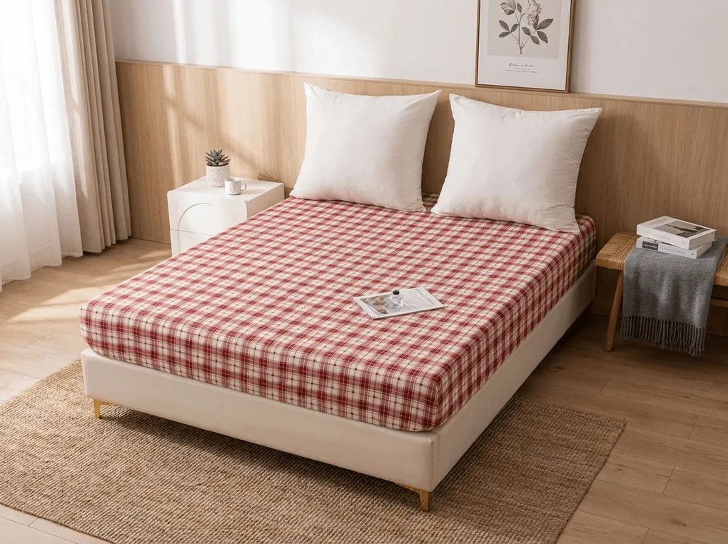 PrzytulneMieszkanie.pl Prześcieradło z mikrofibry TARTAN HEART kolorowe 180x200 cm