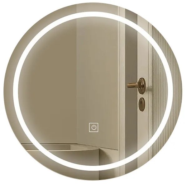 LUSTRO OKRĄGŁE LED FI50cm M-960 WŁĄCZNIK DOTYKOWY PIASKOWANE ŁAZIENKOWE Z PODŚWIETLENIEM