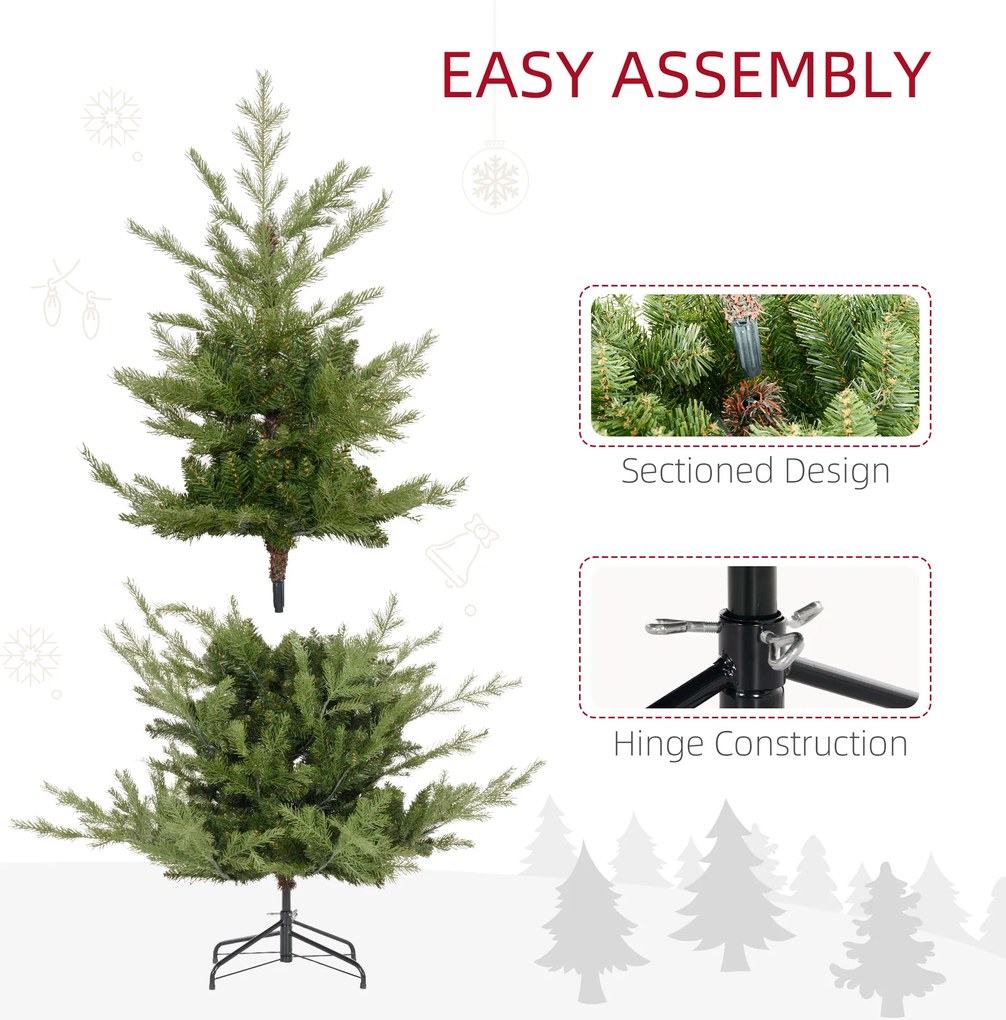 HOMCOM Choinka Sztuczna, Jodła, Realistyczny Wygląd, Szybki Montaż, Tworzywo Sztuczne, Zielona, 100 x 100 x 150cm | Aosom PL