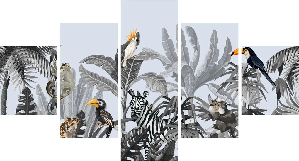 Obraz - Ilustrowana dżungla (125x70 cm)