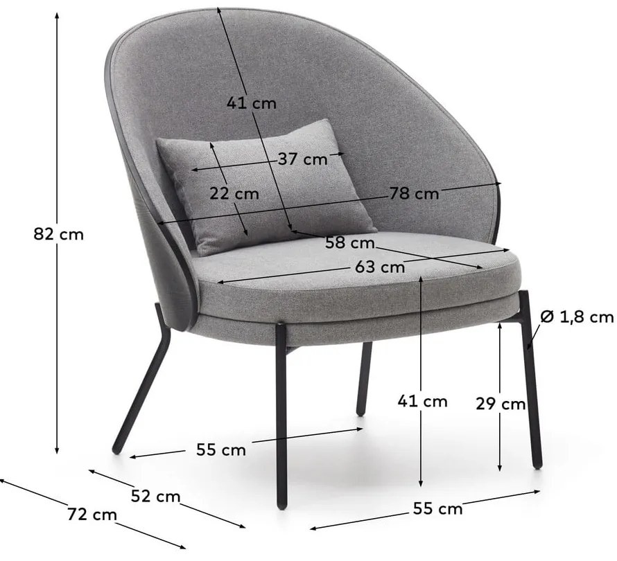 Szary fotel Eamy – Kave Home