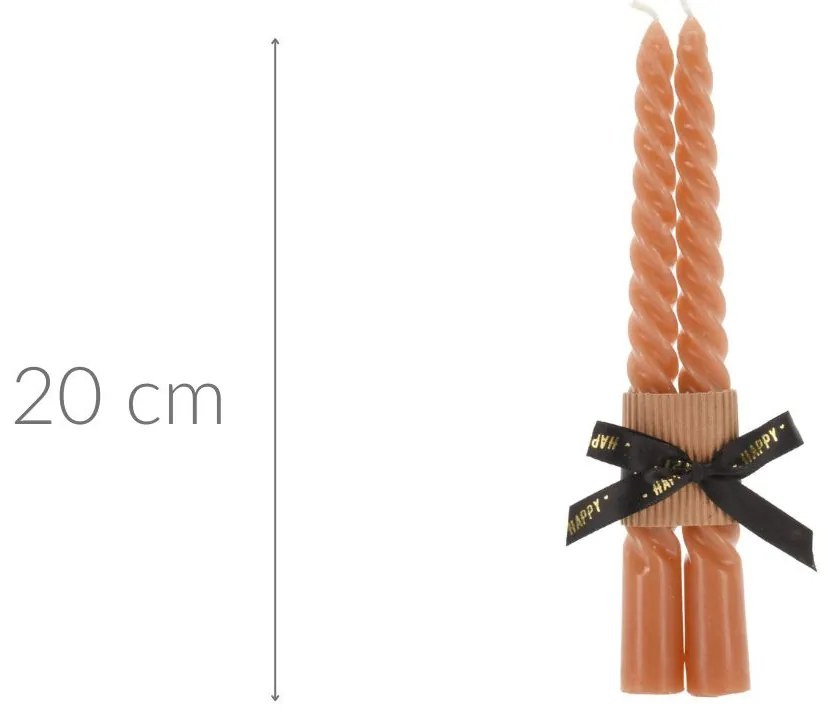 Zestaw dwóch świec stożkowatych, TWISTED, 20 cm