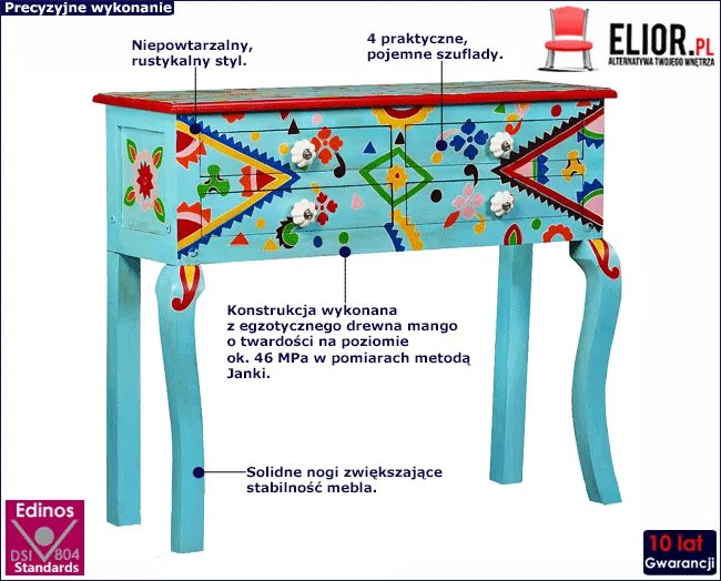 Niebieska drewniana konsola do salonu S9-K91