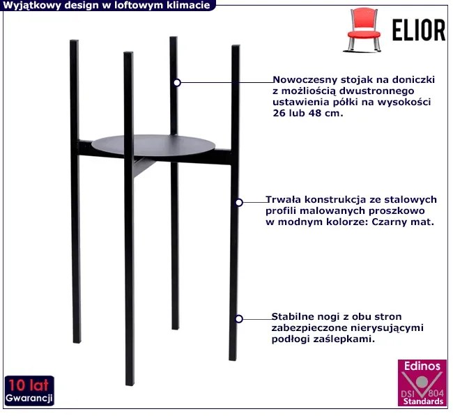 Loftowy metalowy kwietnik W5-G47