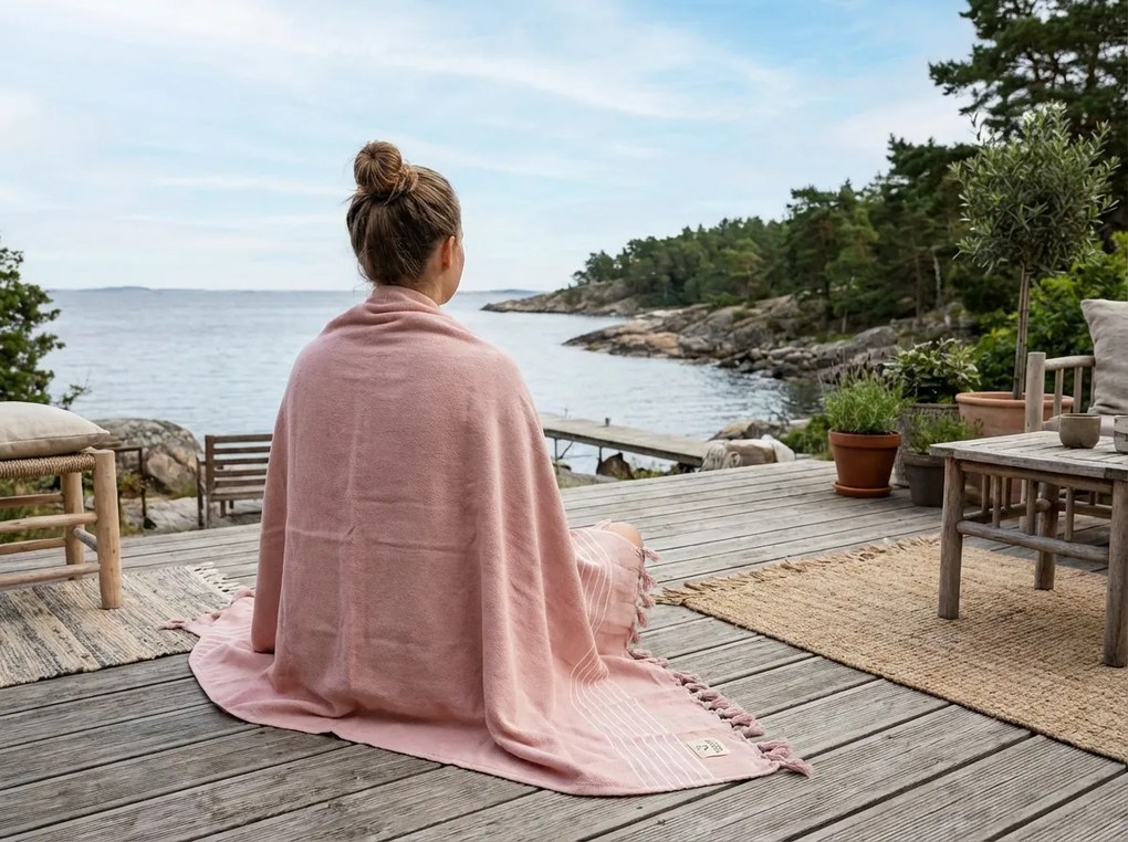 Ręcznik plażowy WALRA różowy 90 x 180 cm, 100% bawełna