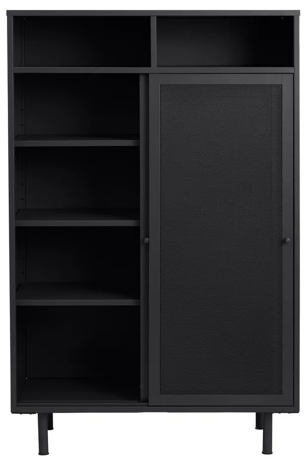 Czarna metalowa szafka z drzwiami przesuwnymi 90x140x40 cm Veep – Unique Furniture