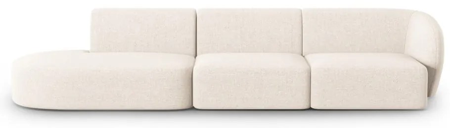 Beżowa sofa z tkaniny szenilowej prawostronna 311 cm Paolo – Milo Casa
