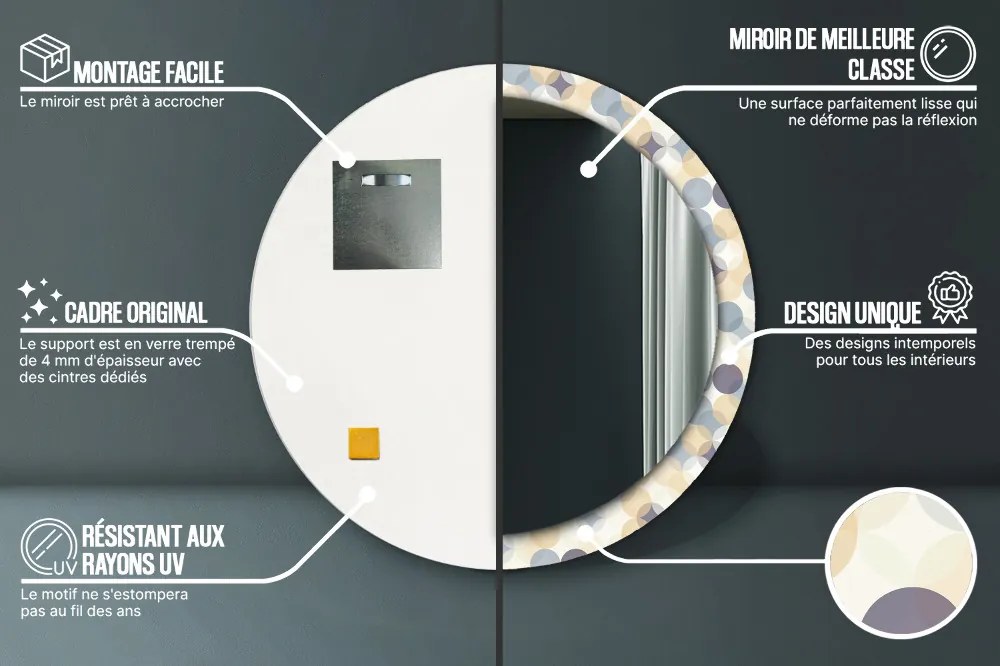 Geometryczne koła Lustro dekoracyjne okrągłe