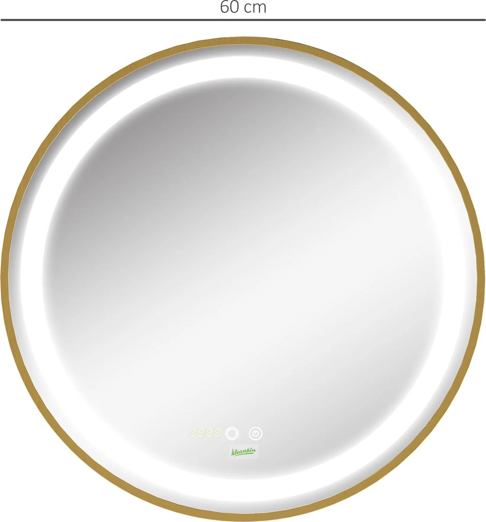 kleankin Lustro Łazienkowe z Regulowanym Światłem LED IP44 Nowoczesne i Funkcjonalne | Aosom PL