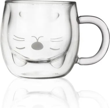 Orion Kubek podwójna ścianka szkło Cat, 300 ml