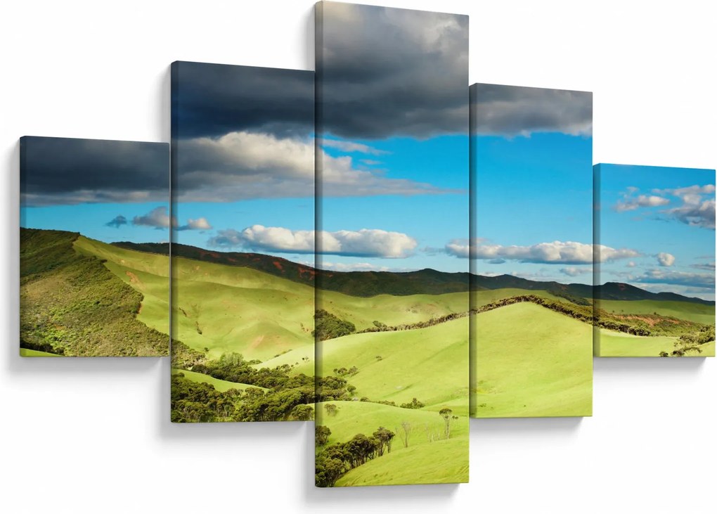 Obraz - Zielony krajobraz ze wzgórzami (125x70 cm)