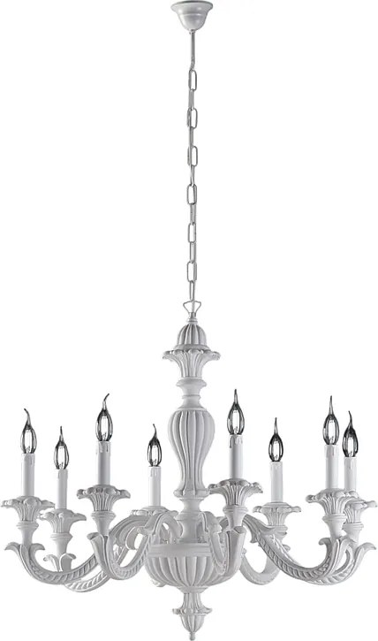 Leonardo Shabby Biały Drewniany Żyrandol 8 Świateł 130 Ø80 BL180-8-BCO