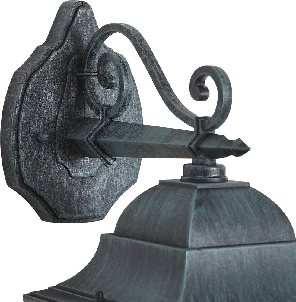 Zewnętrzny kinkiet w stylu vintage czarny z antyczną zielenią IP44 - Antigua Down