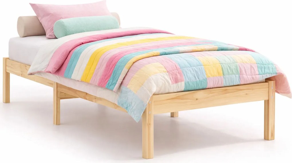 Naturalne drewniane łóżko pojedyncze 90x200 cm Z6-N14