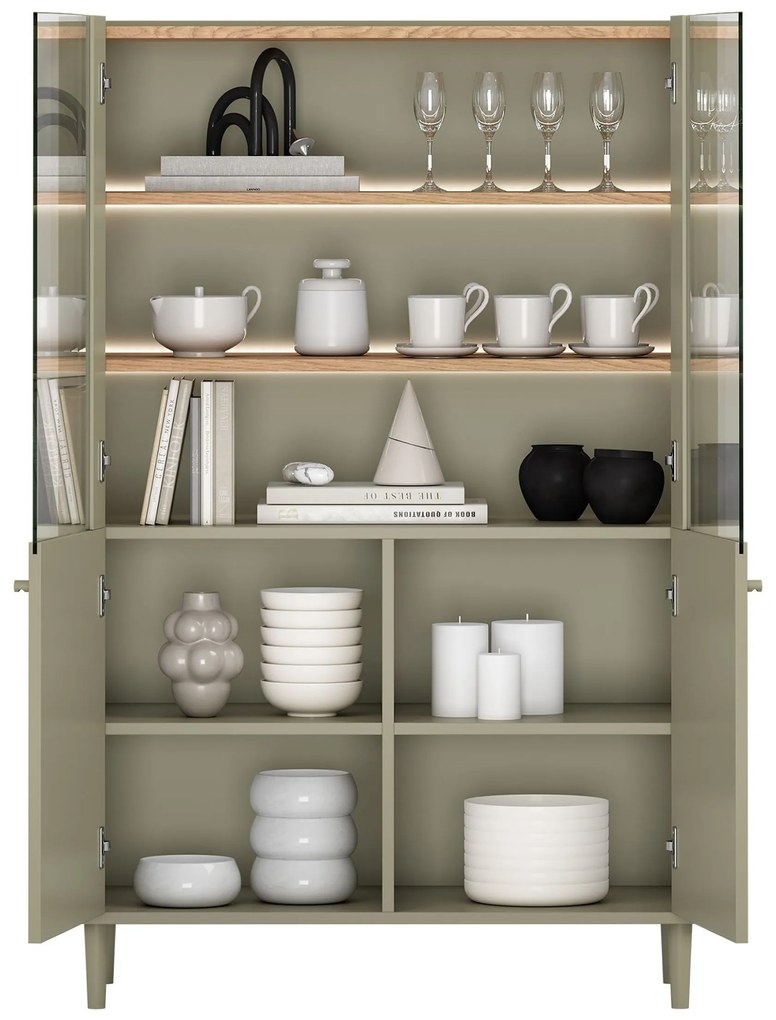 Witryna Elivo 100 cm dwudrzwiowa na nóżkach - eukaliptus / dąb baltic dune