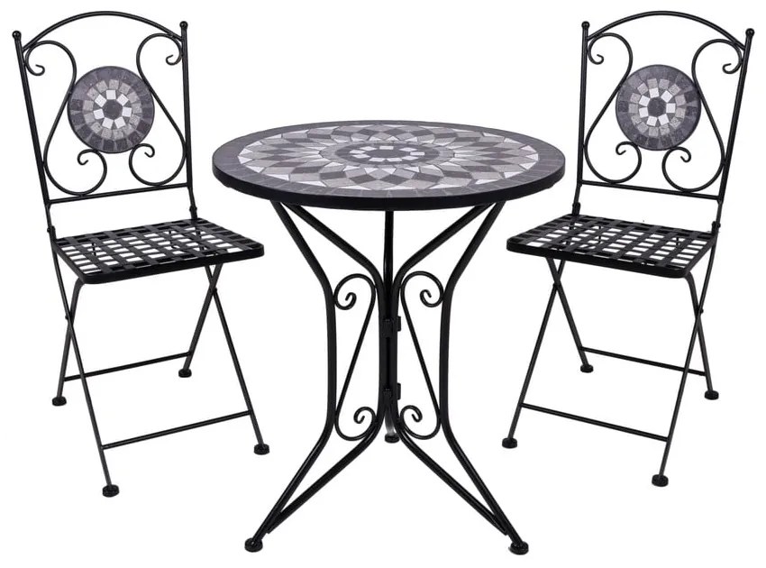 Czarny metalowy zestaw mebli ogrodowych dla 2 osób Jalua – Garden Pleasure