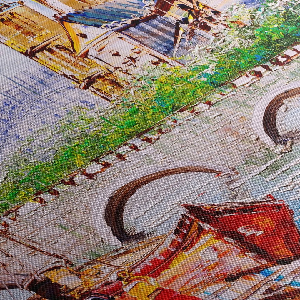 Obraz - Obraz olejny przedstawiający miasto (170x50 cm)