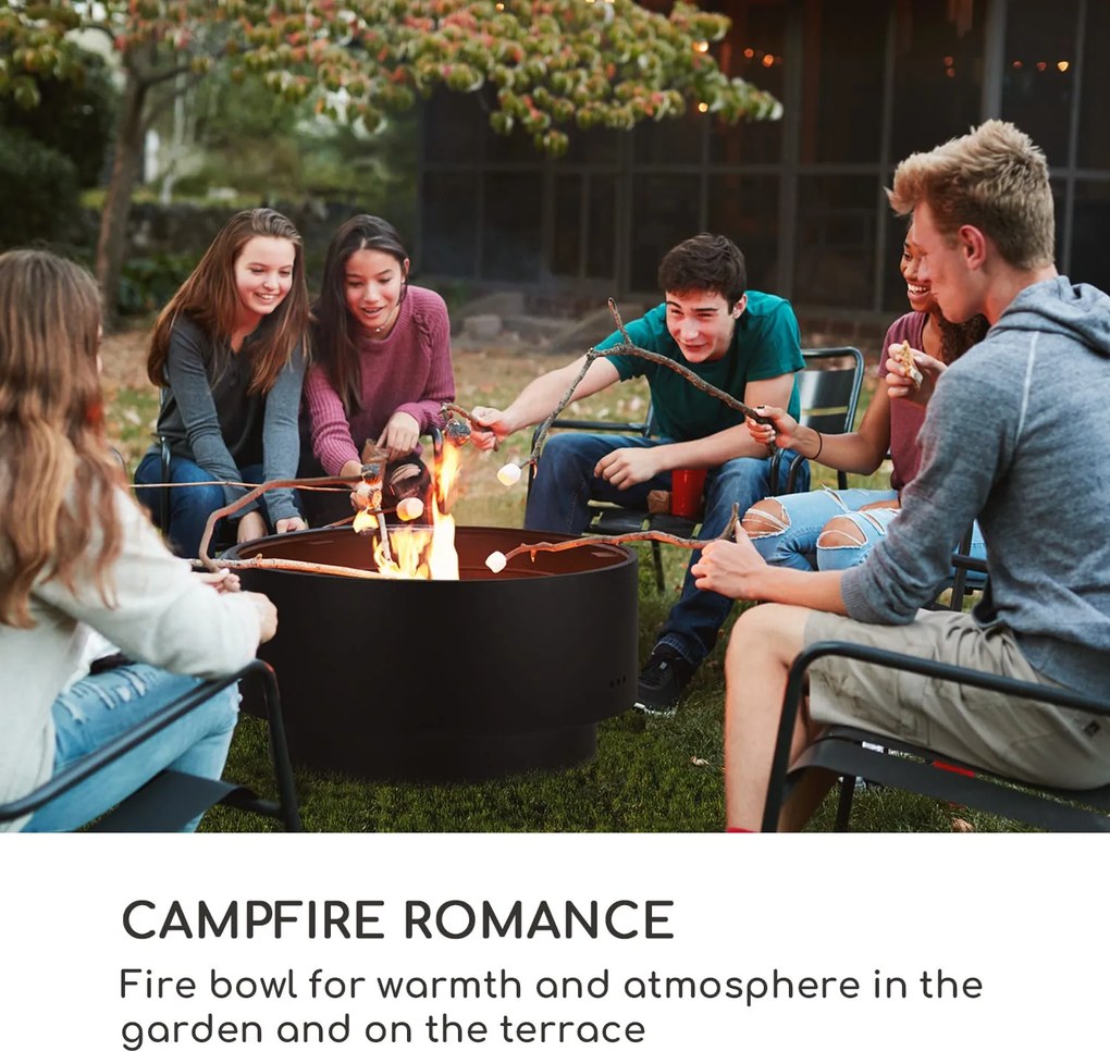 Blumfeldt Pompeji 60cm Niskie Palenisko z grillem Czarny