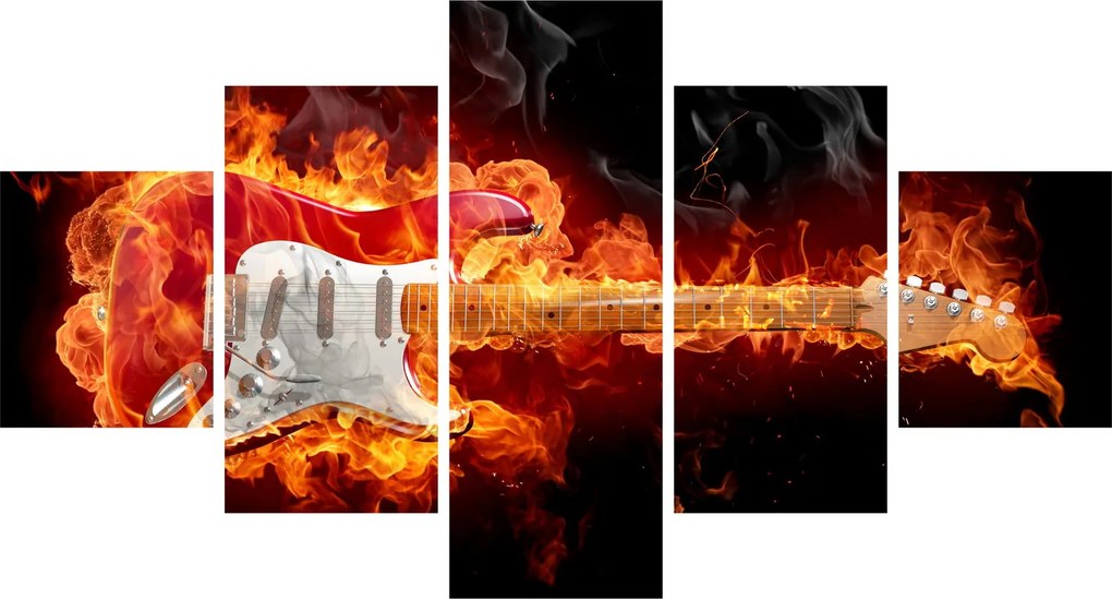 Obraz - Gitara w płomieniach (125x70 cm)
