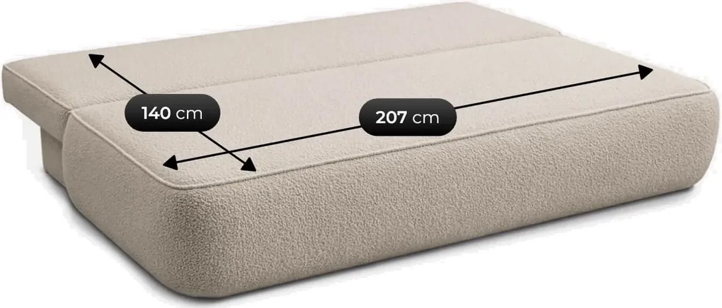 Beżowa skandynawska sofa rozkładana boucle R6-H26