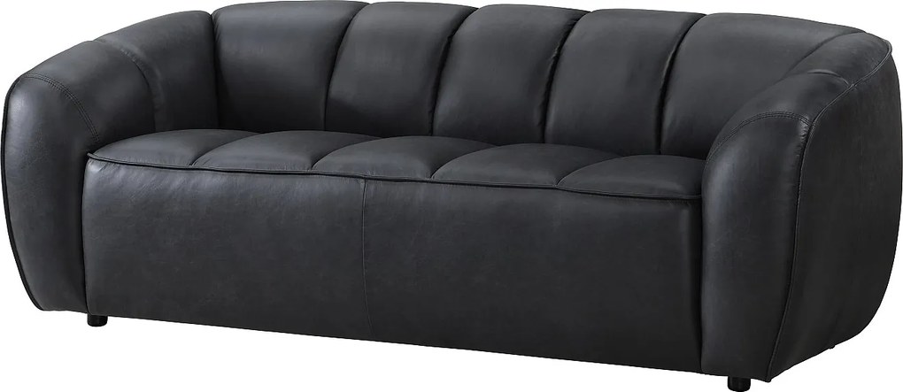 Sofa 2-osobowa ze skóry w kolorze czarnym PRADONI