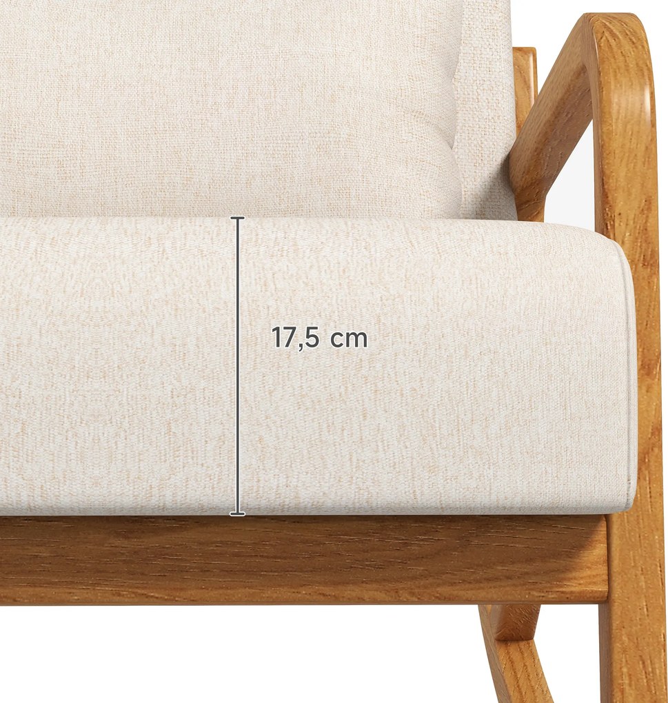 HOMCOM Fotel bujany z dodatkową poduszką w kolorze kremowobiały Wygodny i relaksujący 64,5x92x81,5cm | Aosom PL