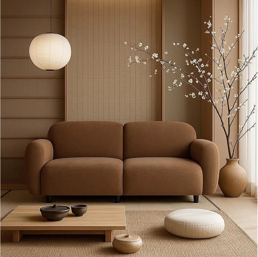 Sofa dwuosobowa MCW-P33,  brązowa