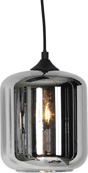 Lampa wisząca w stylu art deco czarna z przydymionym szkłem 6-świateł - Wallace