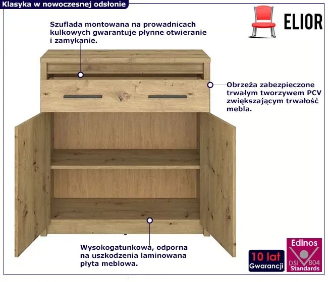 Dwudrzwiowa komoda z szufladą dąb artisan - Basani 4X