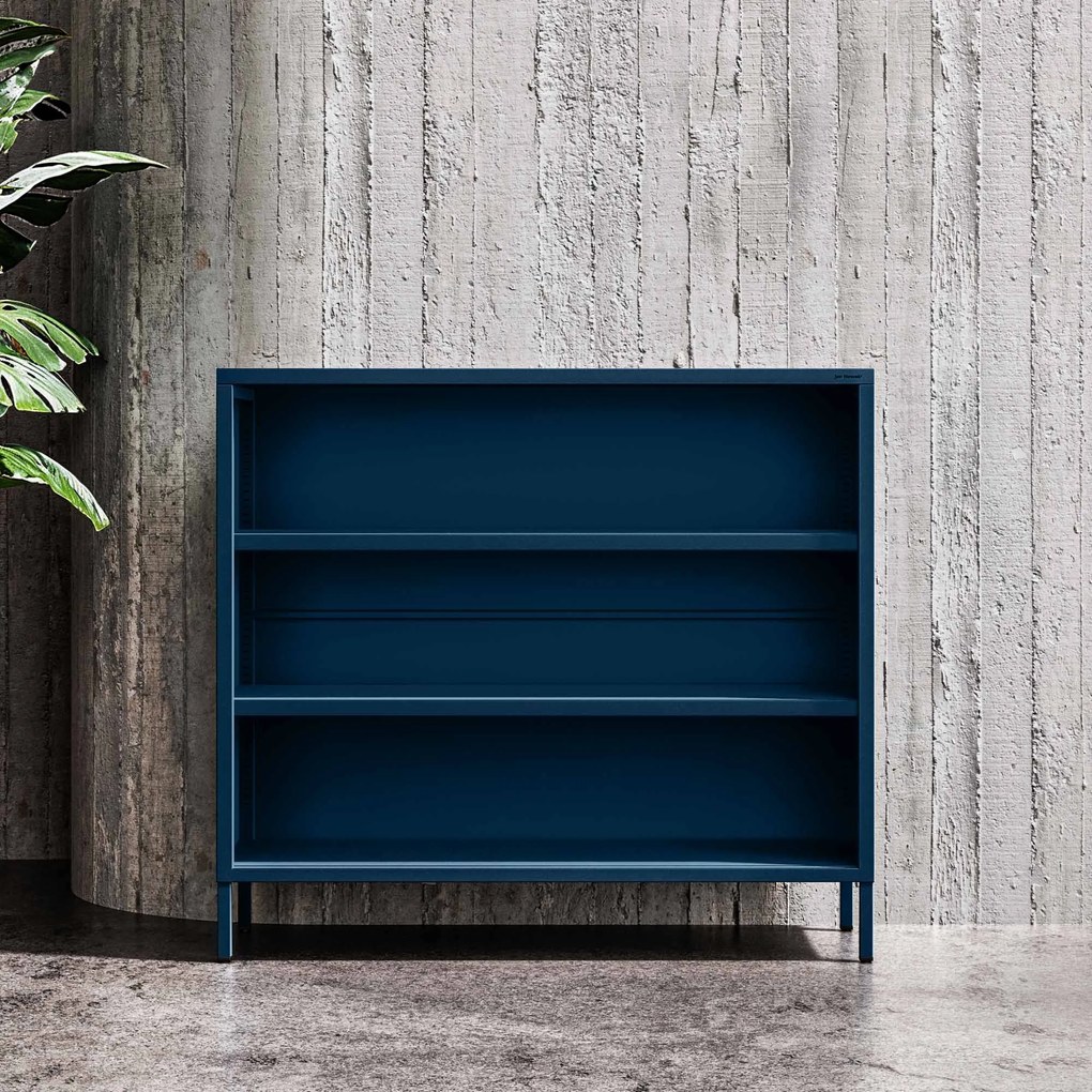 Niski regał metalowy granatowy Modern LUCA, 1000 x 900 x 350 mm