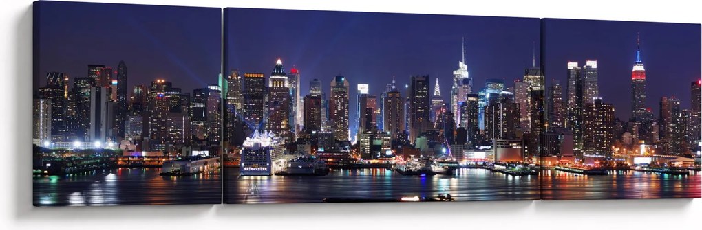 Obraz - Podświetlone nowojorskie drapacze chmur (170x50 cm)