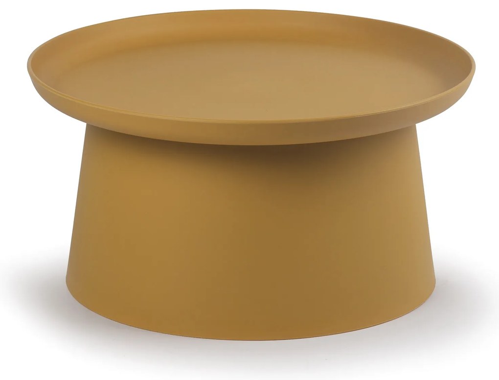 Plastikowy stolik kawowy FUNGO, średnica 700 mm, ochra