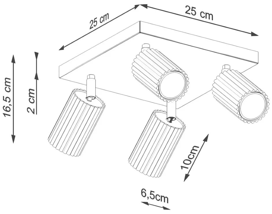 Czarna lampa sufitowa 25x25 cm Gleam – Sollux