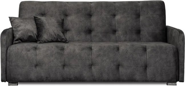 Sofa z Funkcją Spania ARIA Wersalka Rozkładana Dwuosobowa Welurowa Szara Nowoczesna do Salonu