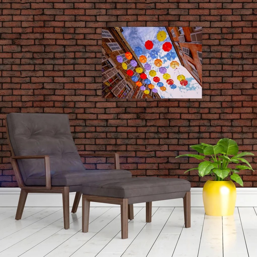 Obraz kolorowych parasoli (70x50 cm)
