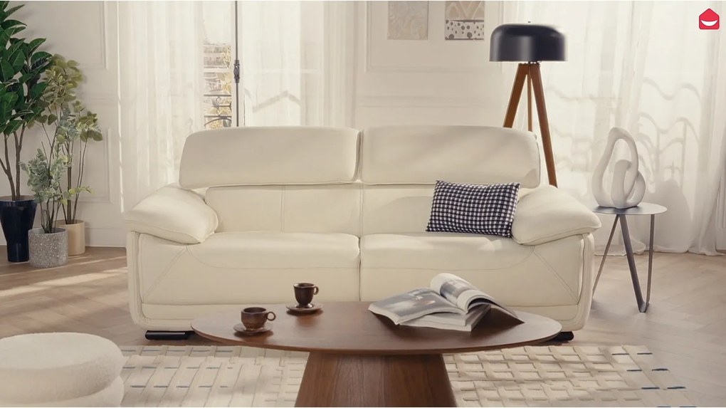 Komplet wypoczynkowy 3+2 ze skóry MACELO - Kość słoniowa