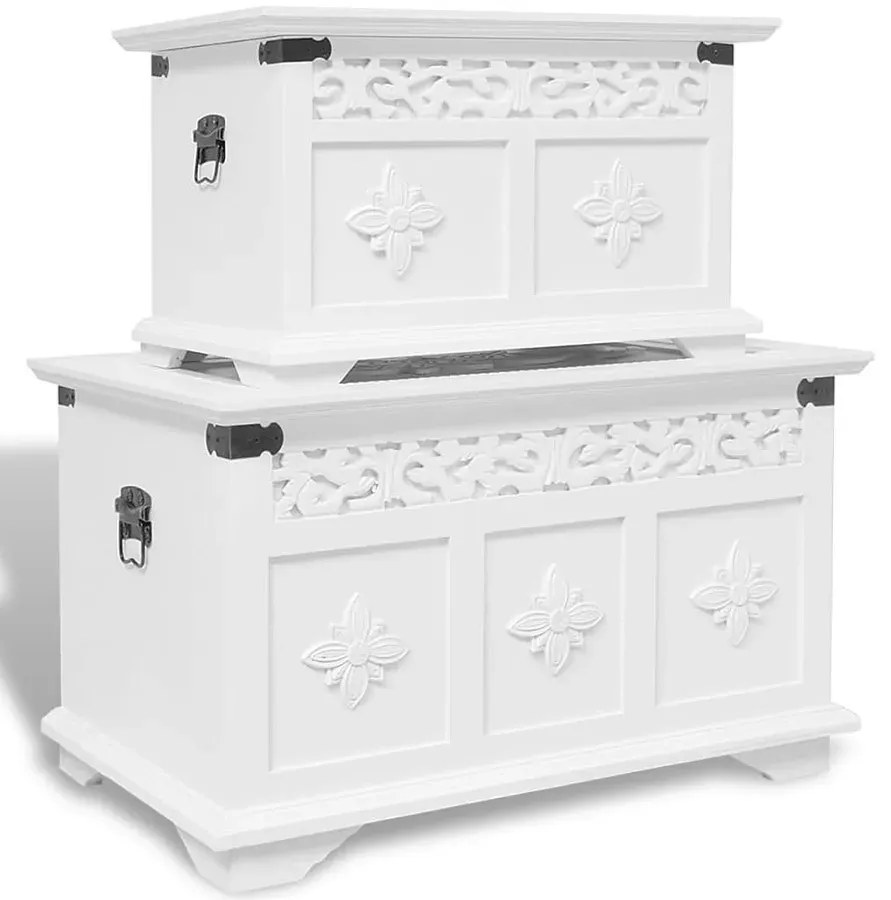 Zestaw dwóch białych skrzyń na pościel S1-C45