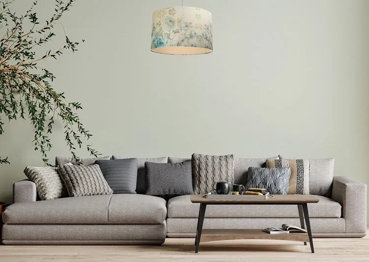 Kremowa okrągła lampa wisząca w kwiaty - S371-Terva