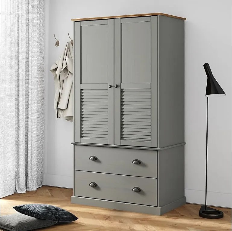 Szafa VIGO Szara 90x55x176 cm Z Litego Drewna Sosnowego