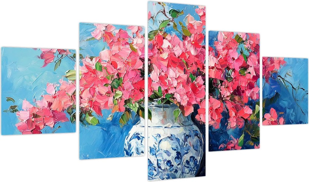 Obraz - Wazon z różowymi kwiatami (125x70 cm)