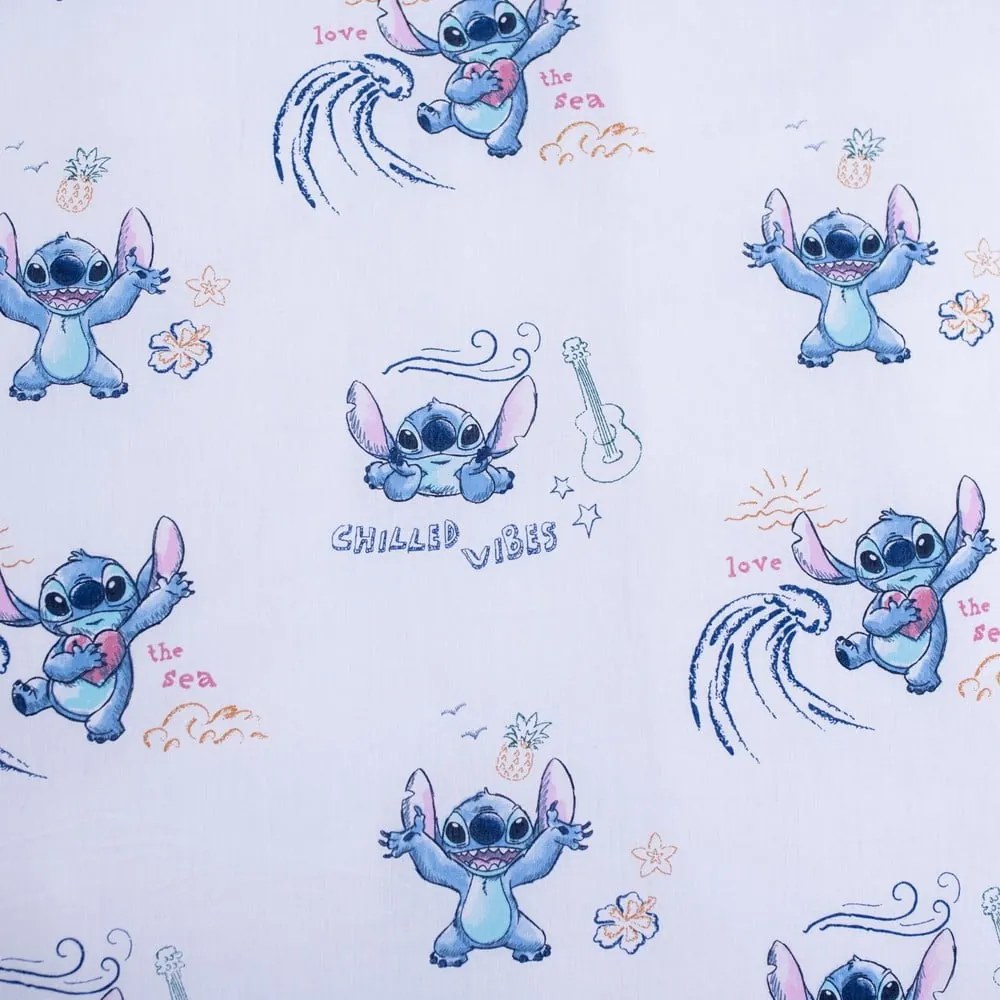 Niebieska bawełniana pościel dziecięca jednoosobowa 140x200 cm Lilo and Stitch "Wave" – Jerry Fabrics