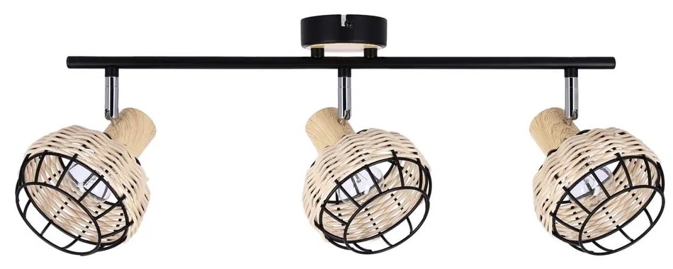 Czarno-kremowa lampa sufitowa z metalowo-rattanowym kloszem ø 12 cm Tajga – Candellux Lighting