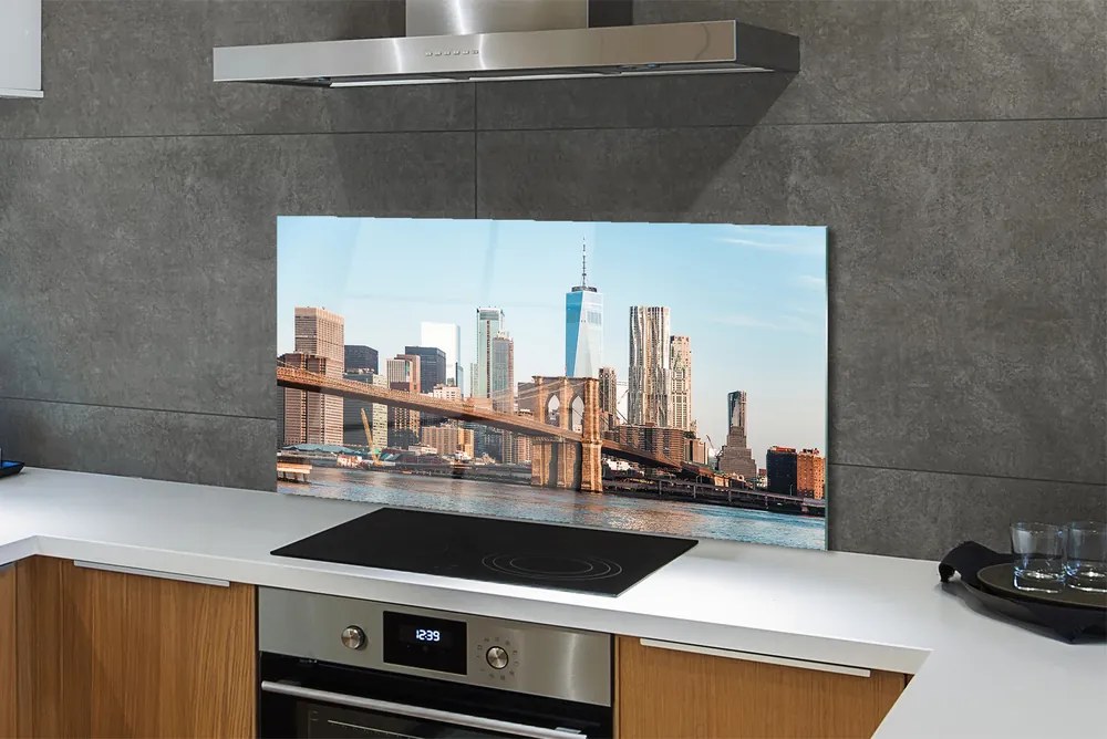 Panel Szklany Widok na Rzekę i Most